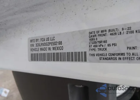 2023 Ram Promaster 2500 High Roof 159 Wb from USA, damaged, VIN 3C6LRVDG2PE502198